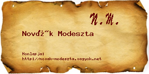 Novák Modeszta névjegykártya
